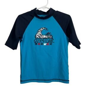 Quiksilver Size 6 Blue Short Sleeve Rash Guard